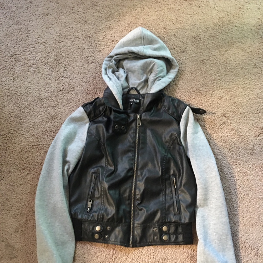 Faux leather sweat hoodie m fits like a small